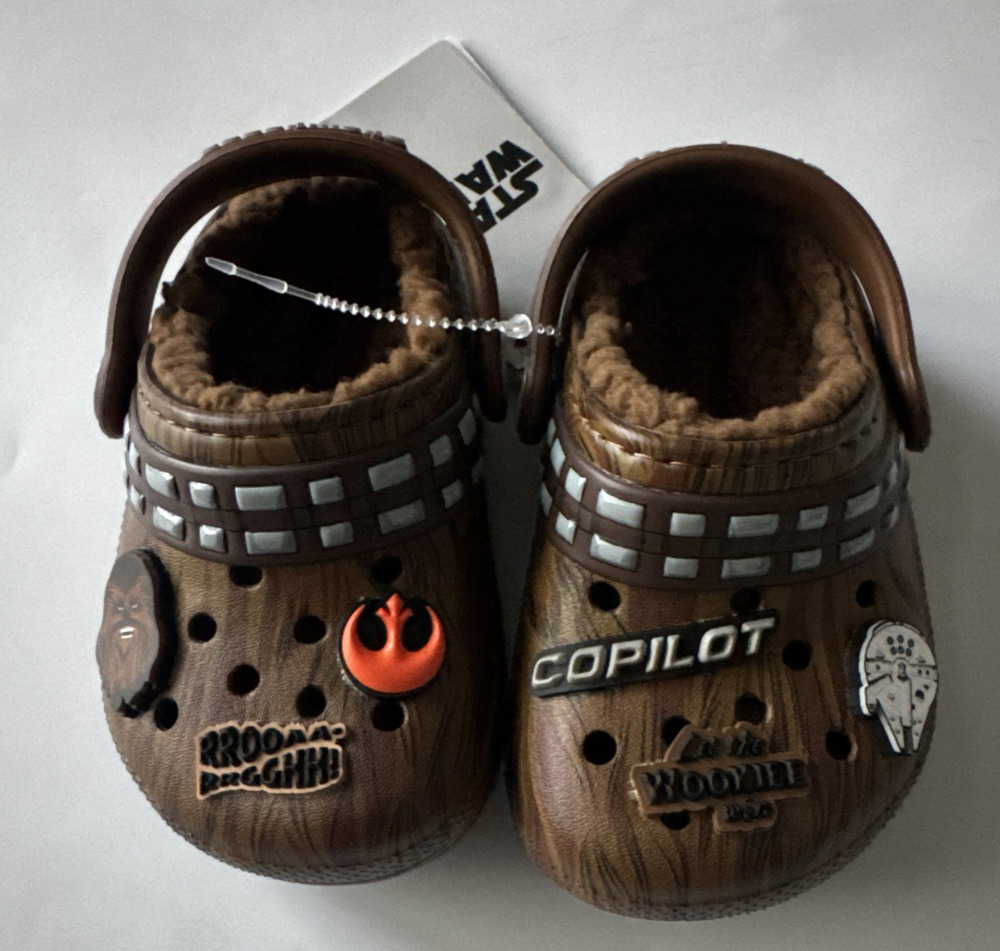 Crocs X Star Wars Chewbacca Wookiee Fuzzy Lined Clogs Brown Kids Toddler Size 5